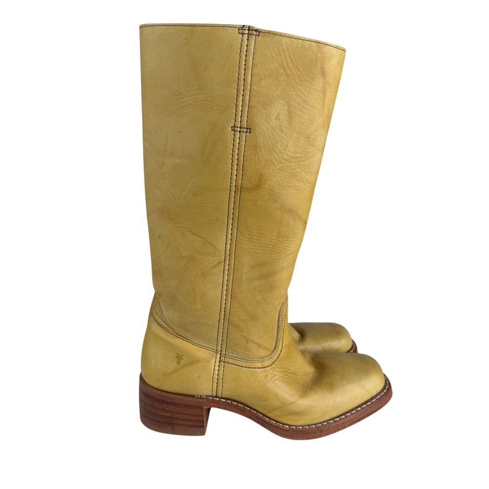 FRYE Womens Banana Yellow Leather Campus Boots Size 8.5 77050-2